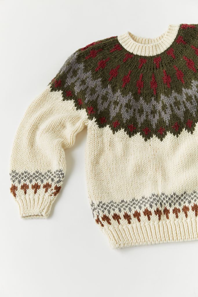 Vintage Dark Green Fair Isle Sweater Urban Outfitters