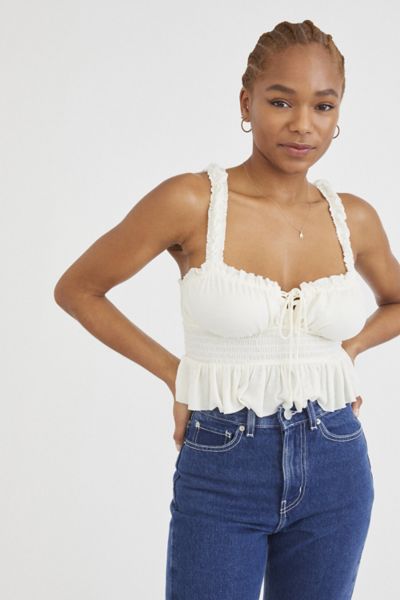UO Libby Lace-Up Peplum Top | Urban 