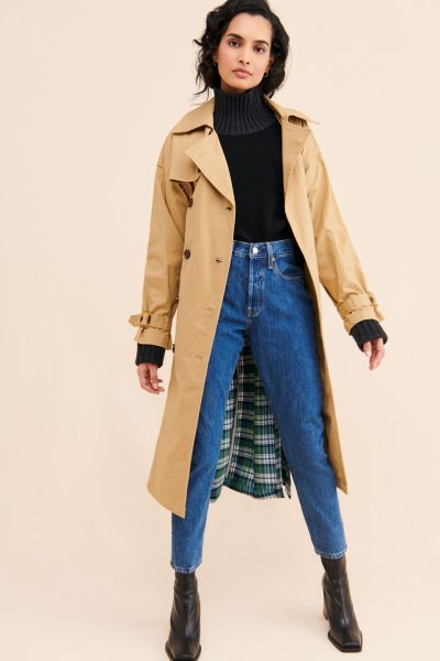 UO Jarrod Plaid Panel Trench | Urban Outfitters