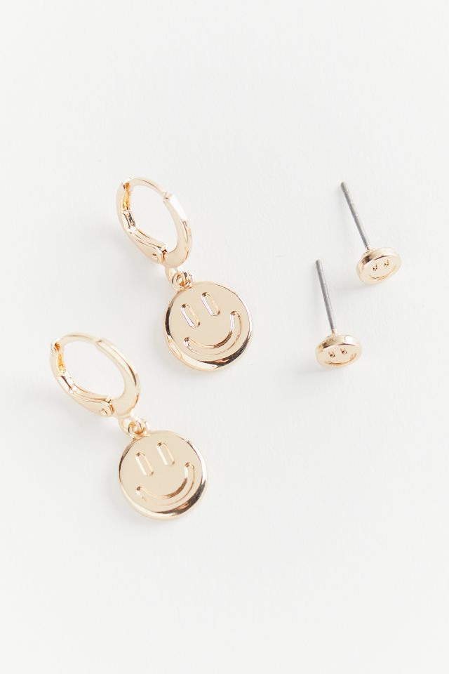 All Smiles Post And Hoop Earring Set | Urban Outfitters