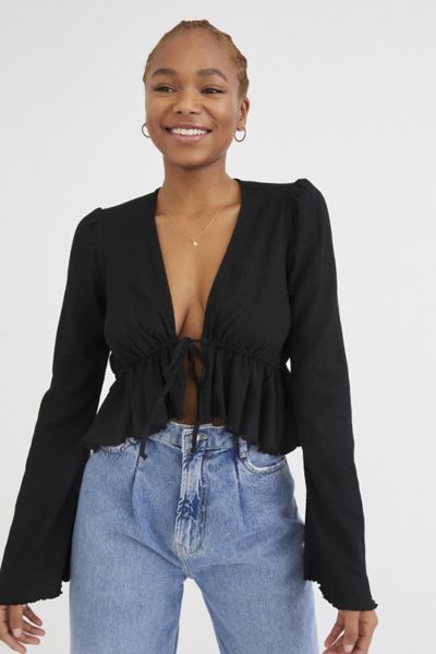 ruffle tie front top