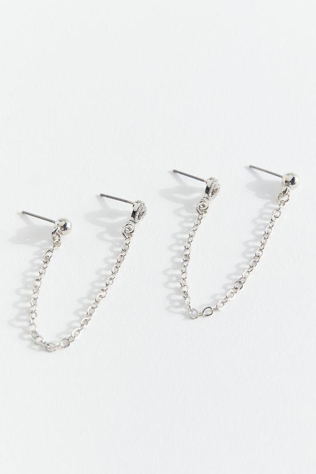 Rhinestone Heart Double Post Earring | Urban Outfitters