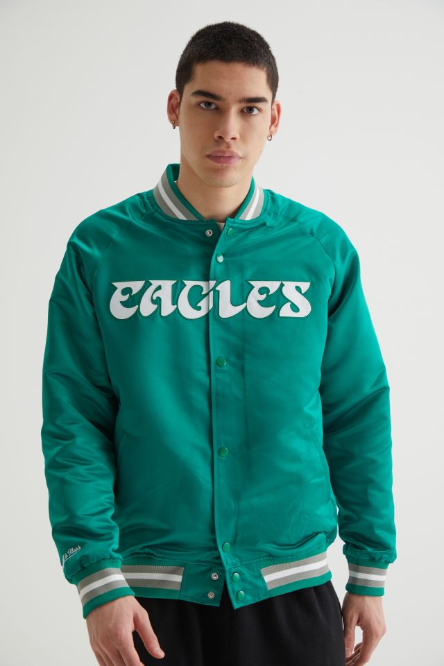 Mitchell & Ness Philadelphia Eagles Satin Varsity Jacket | Urban Outfitters