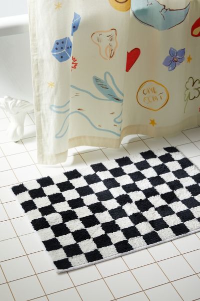 Checkerboard Cotton Bath Mat