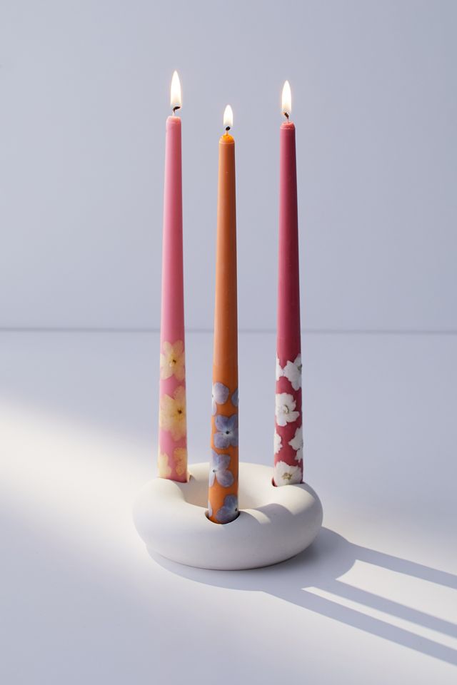 Sarah Tall Floral Taper Candle Set Urban Outfitters