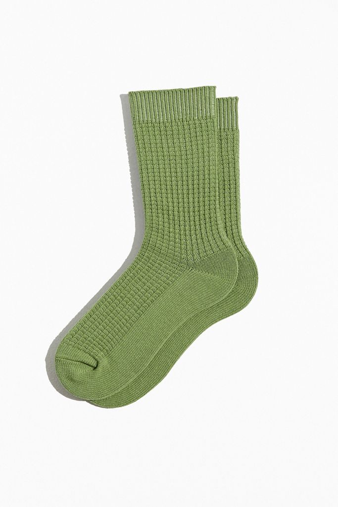 Solid Textured Waffle Knit Crew Sock | Urban Outfitters