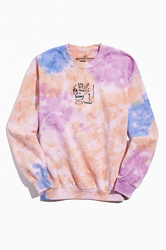 Basquiat Evil Thoughts Tie-Dye Crew Neck Sweatshirt | Urban Outfitters