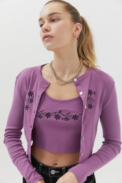 embroidered cropped cardigan