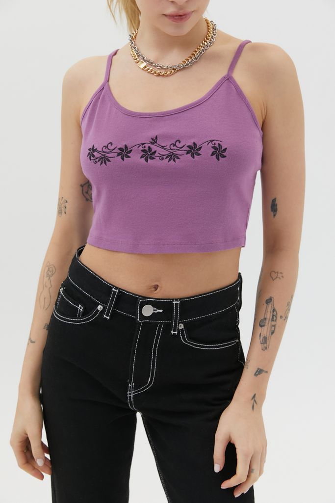 Floral Embroidered Cropped Cami Urban Outfitters