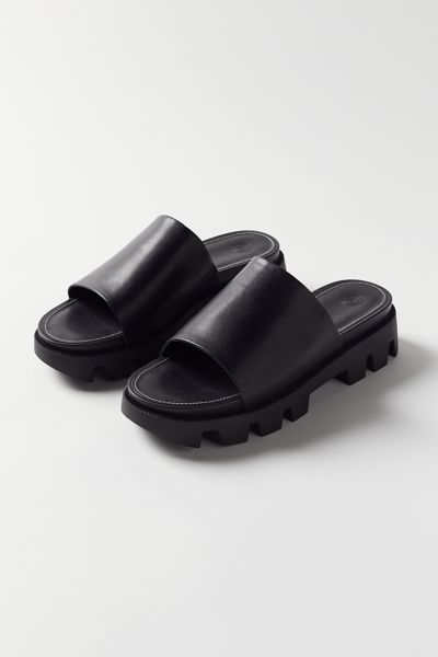 black slide sandals