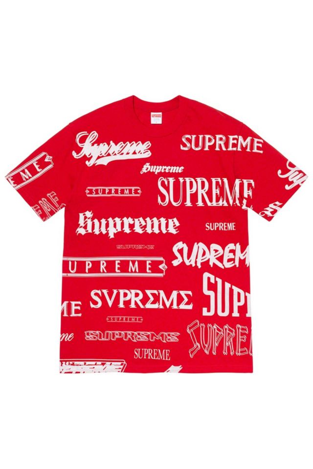 Supreme Multi Logo Tee Red | Urban Outfitters