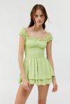 Thumbnail View 1: UO Rosie Smocked Tiered Capped Sleeve Ruffle Romper