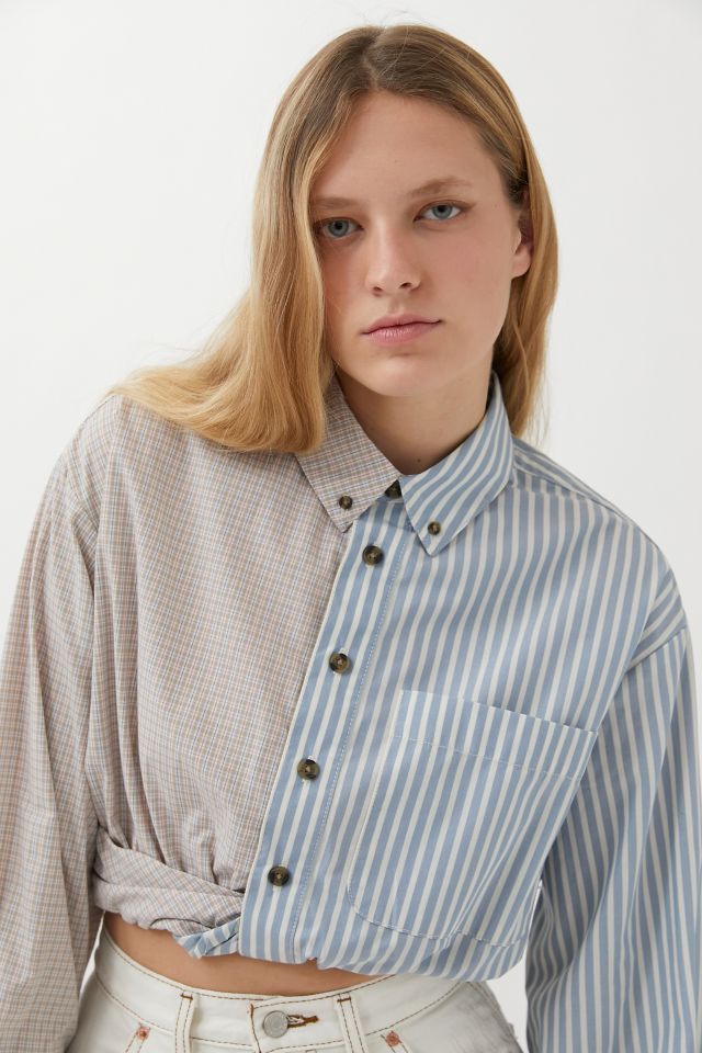 BDG Timmy Spliced Twist-Front Shirt | Urban Outfitters