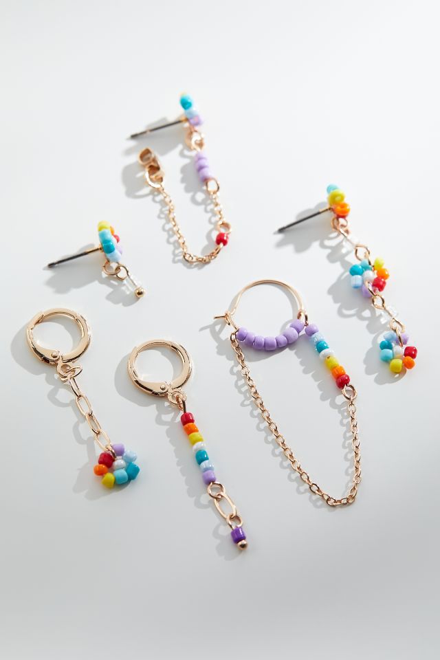 Fleur Beaded Mismatch Earring Set Urban Outfitters