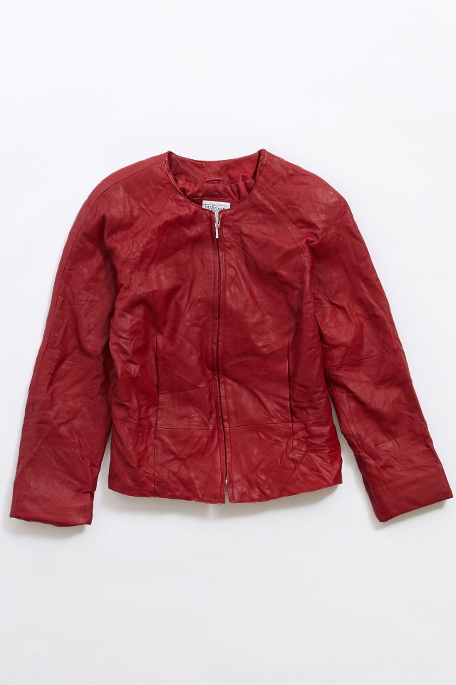 Vintage Red Leather Zip Jacket | Urban Outfitters Canada