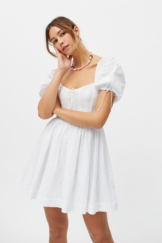 For Love Lemons Jean Eyelet Mini Dress Urban Outfitters