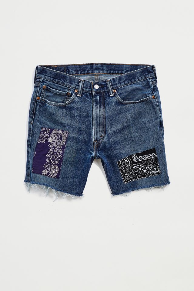 Vintage Bandana Patched Cutoff Denim Short Urban Outfitters