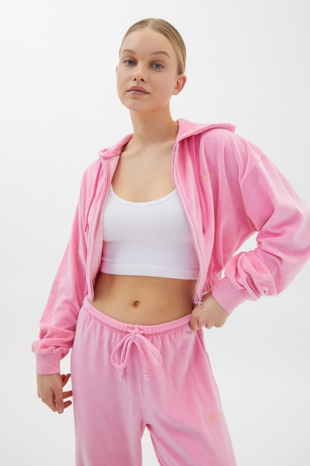 iets frans… Velour Zip-Front Cropped Sweatshirt | Urban Outfitters Canada