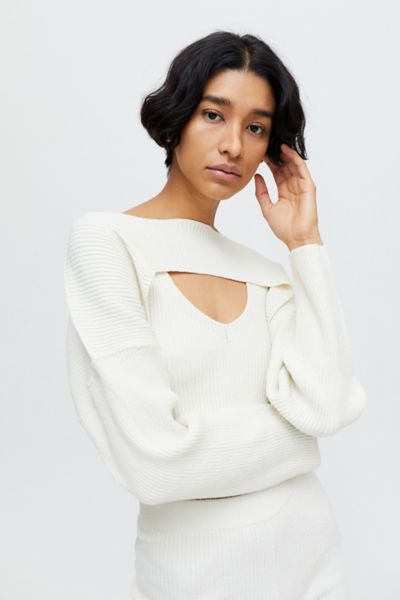 Uo Sassi Ribbed Cropped Shrug Urban Outfitters Canada