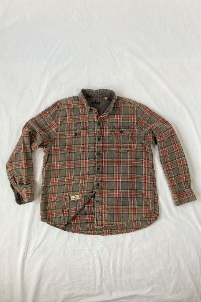 Vintage Woolrich Acid Wash Flannel Button-Down Shirt | Urban Outfitters