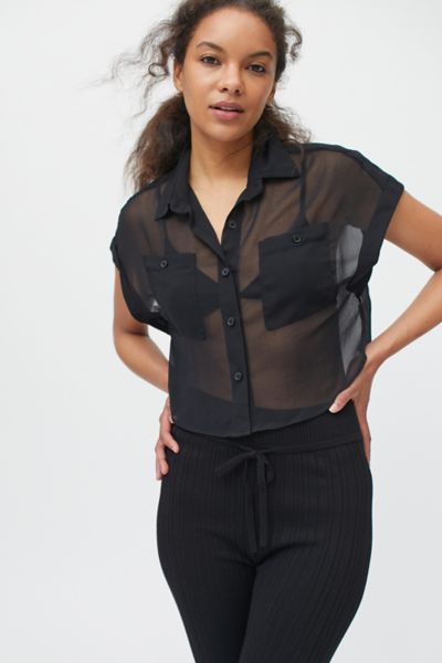 chiffon button down shirt