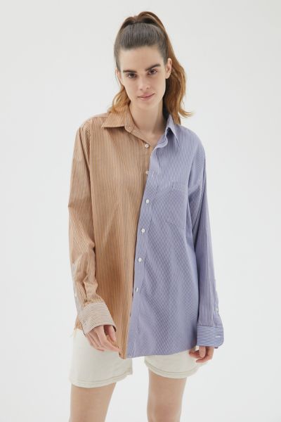 Urban Renewal Recycled Overdyed Spliced Men’s Shirt | Urban Outfitters