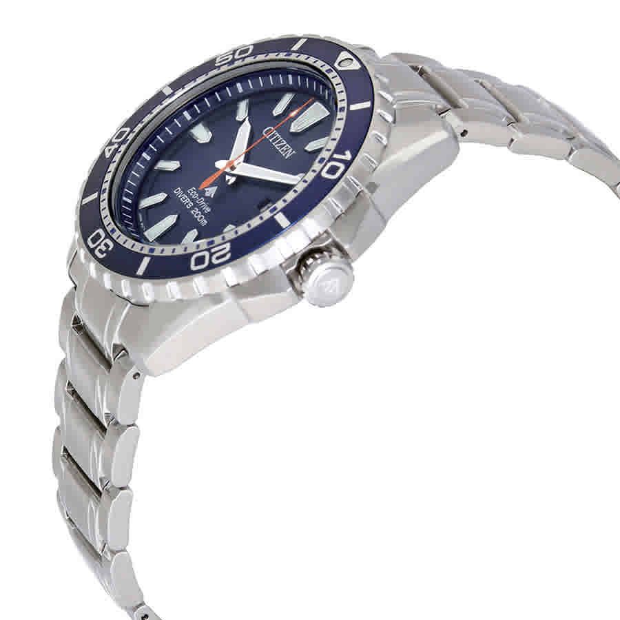 Slide View: 2: Citizen Promaster Diver 200 Meters Eco-Drive Blue Dial Steel Men's Watch BN0191-55L