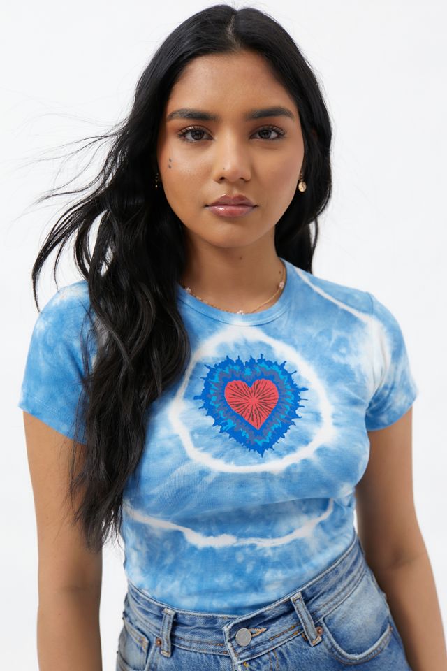Heart Short Sleeve Baby Tee Urban Outfitters