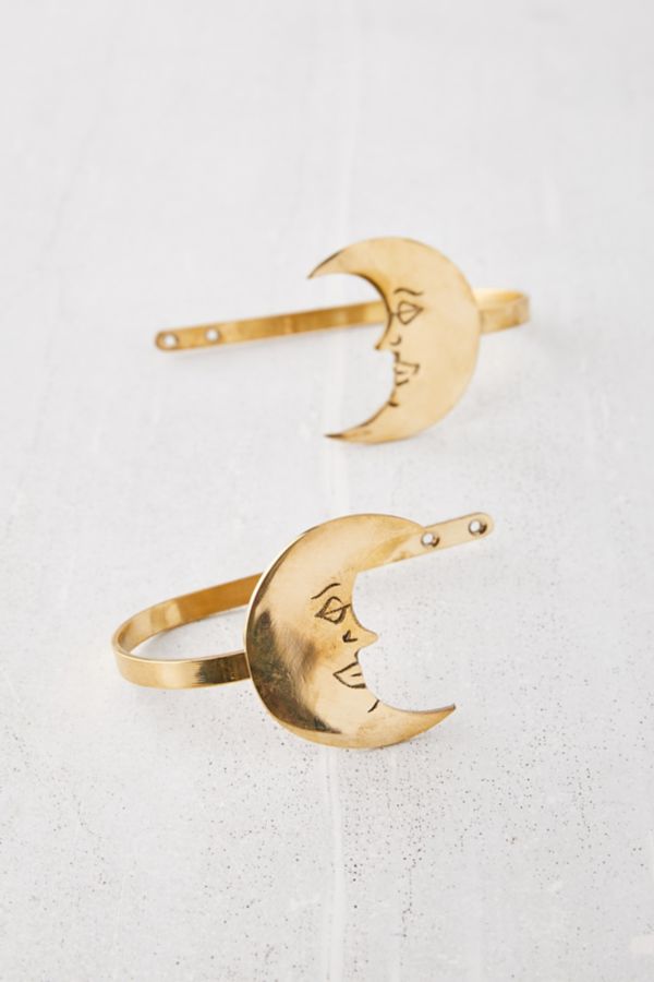 Slide View: 2: Crescent Moon Metal Curtain Tie-Back Set