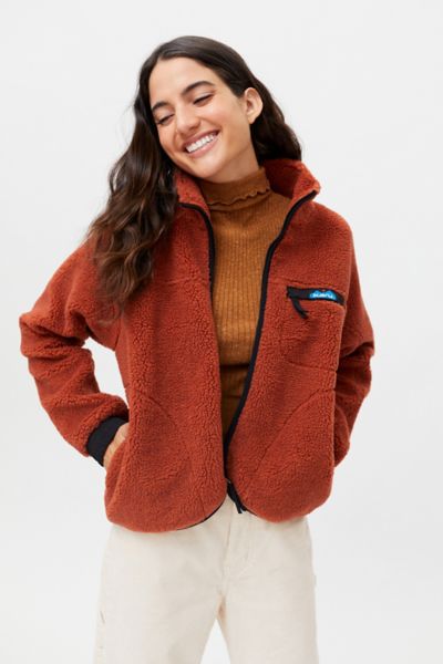 KAVU Pinesdale Sherpa Fleece Jacket,Orange