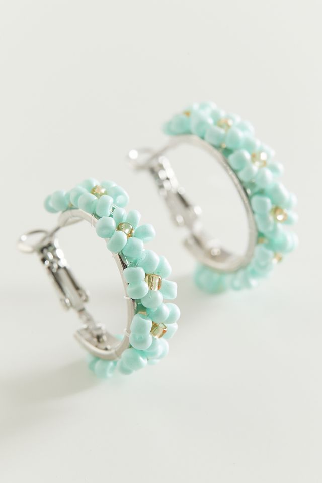 Corina Beaded Flower Hoop Earring Urban Outfitters