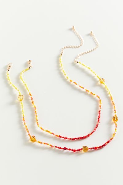Beaded Heart Layer Necklace Charm Set | Urban Outfitters