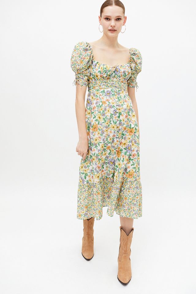 For Love Lemons Riley Floral Midi Dress Urban Outfitters