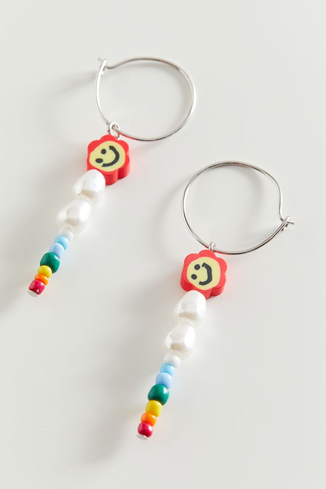 Mira Beaded Drop Hoop Earring Urban Outfitters
