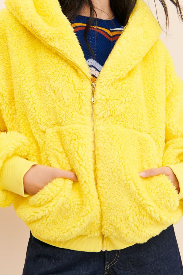 Slide View: 3: Selkie Sunshine Faux Fur Zip-Up Hoodie