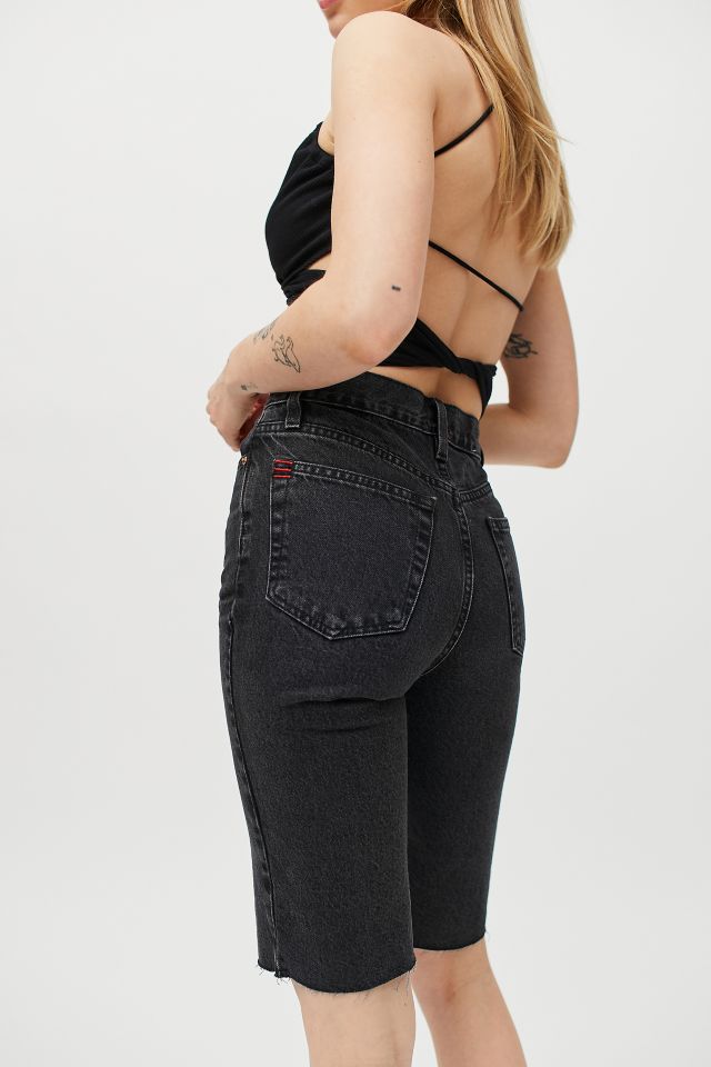 BDG Slim HighWaisted Bermuda Short Washed Black Denim Urban