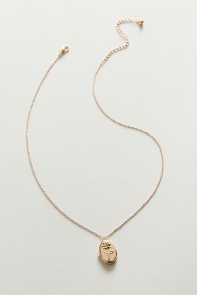 Delicate Floral Locket Necklace | Urban Outfitters