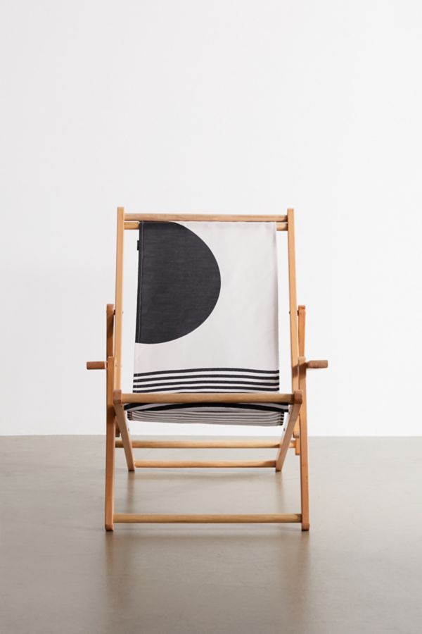 Slide View: 1: TMSbyNight For Deny Woodblock Art Mid Century Illustration Outdoor Folding Chair