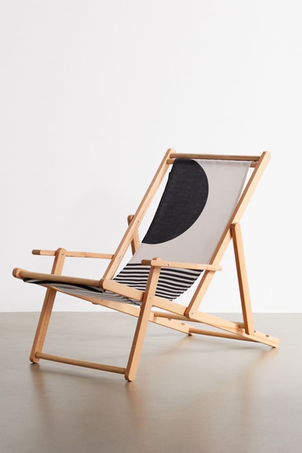 Slide View: 2: TMSbyNight For Deny Woodblock Art Mid Century Illustration Outdoor Folding Chair