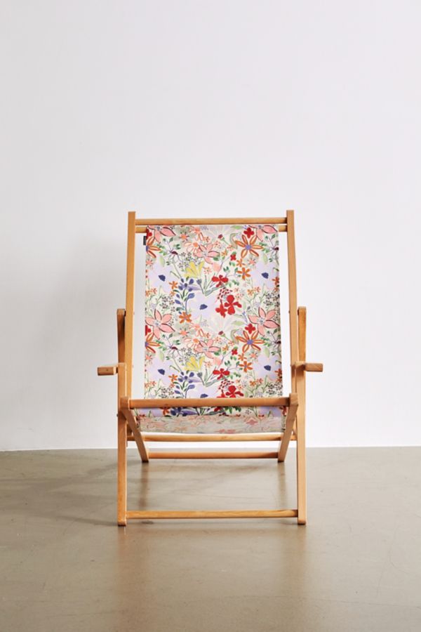 Slide View: 1: Deny UO Exclusive Sylvie Light Floral Outdoor Folding Chair