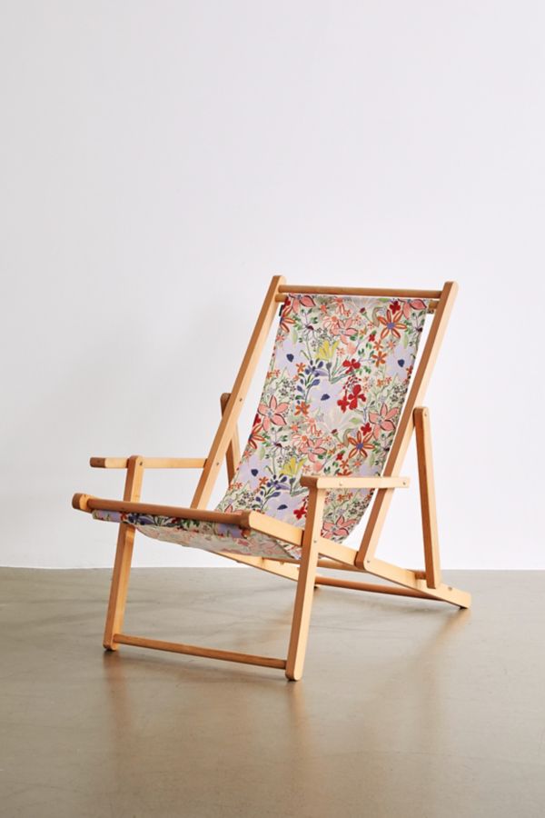 Slide View: 2: Deny UO Exclusive Sylvie Light Floral Outdoor Folding Chair