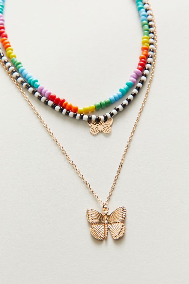 Download Butterfly Beaded Layer Necklace Urban Outfitters