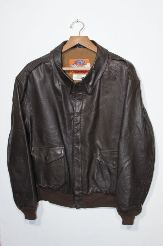 Vintage Authentic Cooper Epulet Leather Flight Jacket | Urban Outfitters