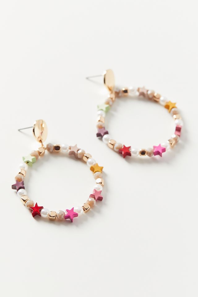 Beaded Star Hoop Post Earring Urban Outfitters