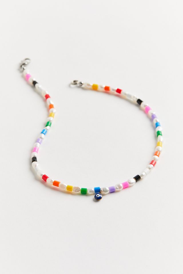 Blackcurrant Pop The TAI Rainbow Pearl Beaded Necklace Urban Outfitters