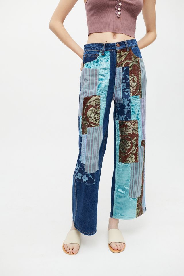 BDG High & Wide Jean Patchwork Denim Urban Outfitters