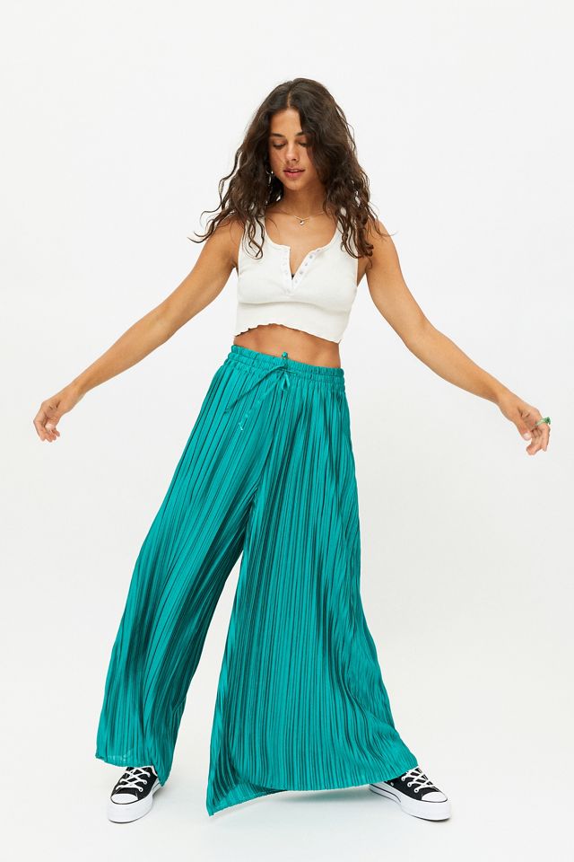 UO Luna Plisse Wide Leg Pant Urban Outfitters