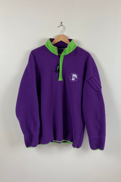 Pull Vintage Nautica Années 90 - Sweatshirt Polaire Bleu à Carreaux Taille L