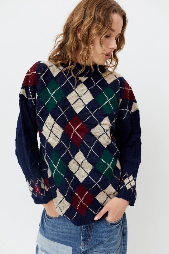 Urban Renewal Vintage Oversized Argyle Sweater | Urban Outfitters