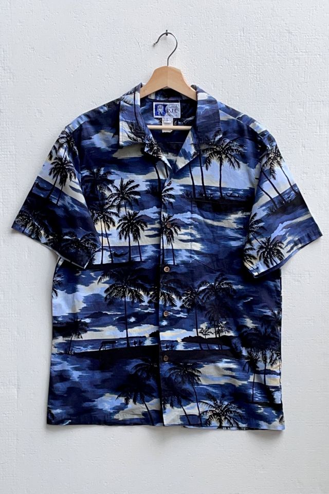 Vintage Tropical Sunset Print Woven Cotton Shirt Made in Hawaii | Urban ...